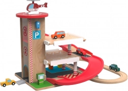Holzgarage mit Eisenbahnschiene 2Kids Toys