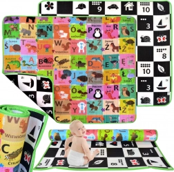 Humbi doppelseitige Schaumstoff-Lernmatte Schachbrett, polnisches Alphabet und Ziffern 180 × 150 × 1,5 cm