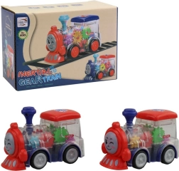 Lokomotive mit Zahnrädern und Batterie mit Licht