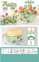 Bausteinset Blümchen 102 Teile mit Wagen und Gießkanne