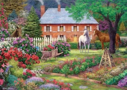 Puzzle Garten mit Pferden 1500 Teile