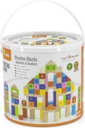 VIGA Holz-Lernbausteine 100 Stk – Buchstaben und Zahlen