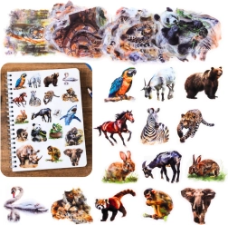 Set mit 50 transparenten Aufklebern mit Wildtieren