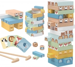 WOOPRIE Holzturmspiel Wackelturm Tiere 82 Stk.