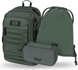 Baagl Set 3 Cubic Grove: Rucksack, Federmäppchen, Beutel