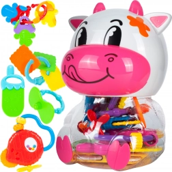 Babyrasseln im Koffer Kühe-Design