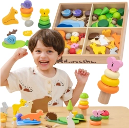 Viga Holz-Bausteine Waldgeschichten, 58 Teile