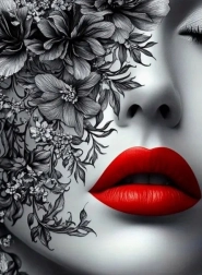 Diamantmalerei Frau mit roten Lippen 30 × 40 cm