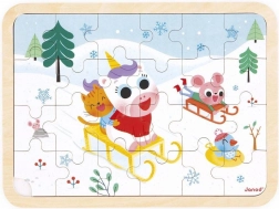 Janod Holzpuzzle mit Fehlersuche – Rodeln, 24 Teile
