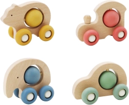 Holzauto-Tierchen mit Kugel