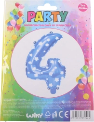 Aufblasbarer Ballon Zahl 4 blau mit Sternchen