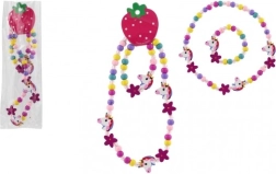Kinderschmuck-Set: Halskette und Armband mit Einhorn-Motiv aus Perlen