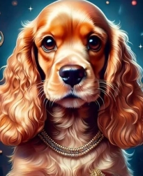 Diamantmalerei Cocker Spaniel mit goldenem Halsband 30 × 40 cm