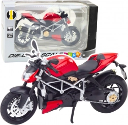 Metallsportmotorrad 1:12, rot mit Licht und Sound