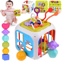 Lern- und Aktivwürfel mit Formensortierer und Glockenspiel