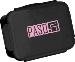 Lunchbox PASO Basic 650 ml, schwarz mit rosa Logo