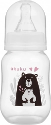 Akuku Babyflasche 125 ml mit Bärenmotiv, weiß