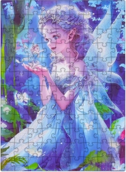 Kinderpuzzle mit blauer Prinzessin, 100 Teile