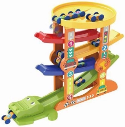 Krokodil-Rennbahn mit Autos und Abschussvorrichtung