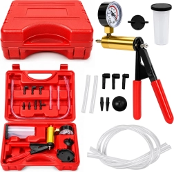 Hand-Vakuumpumpe mit Manometer zum Entlüften von Bremsen, Set im Koffer 120 ml