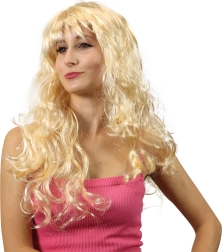 Blonde Perücke mit Wellen und Pony für Karneval und Partys