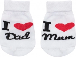 Baby-Baumwollsocken NEW BABY I love mum and dad – weiß