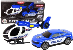 Polizei-Set Hubschrauber und Auto mit Sound – Blau