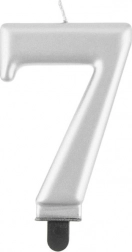 Silberfarbene Kuchenkerze Zahl Sieben