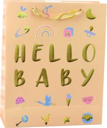Geschenktasche für Babys Hello Baby pfirsichfarben