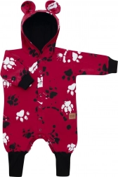 Baby-Baumwoll-Overall mit Kapuze und Öhrchen NEW BABY, dunkelrosa, 80 (9–12 Monate)