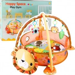3-in-1 Baby-Spielmatte Löwe mit Umrandung und Bällen