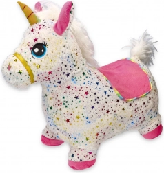 Aufblasbares Hüpf-Einhorn mit Plüschbezug