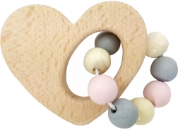 Hess hölzernes Rasselherz in Rosa