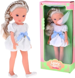 Lovely Girl Modepuppe im weißen Kleid mit blauer Schleife 33 cm