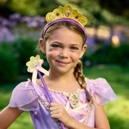 Rapunzel-Set Zauberstab und Krone für kleine Prinzessinnen