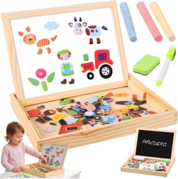 Doppelseitige magnetische Holztafel KRUZZEL im Box-Set, 108 Teile
