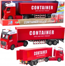 Roter LKW mit Container und Geräuschen