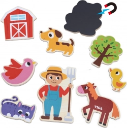 VIGA Magnetische Bauernhof-Freunde – Set mit 20 Holzmagneten