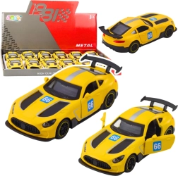 Metall-Rennauto 1:43 mit Aufzieh-Antrieb und öffnenden Türen – gelb