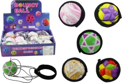 Bunter Ball am Gummiband mit Riemen 6 cm