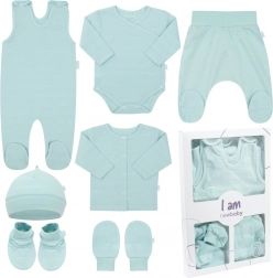Neugeborenen-Set NEW BABY I AM, mint, 0–3 Monate