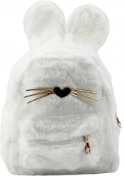 Weißer Kinder-Rucksack mit Hasenohren und Zierbärten