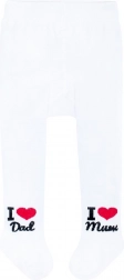 Baumwoll-Strumpfhose New Baby weiß I Love Mum and Dad
