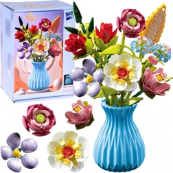 Baustein-Set Blumen – Strauß aus 8 Wiesenblumen in Vase, 691 Teile