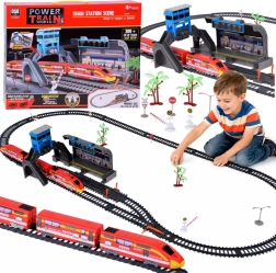 Elektrische Eisenbahn für Kinder mit Bahnhof und Gleisen 300 cm