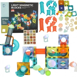 Magnetische Bausteine mit leuchtender Kugelbahn – 49 Elemente