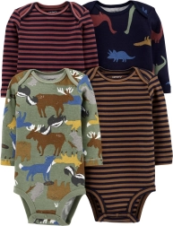 Carter's Baby-Body mit langen Ärmeln brown/navy, 4 Stk., Größe 56 (NB)