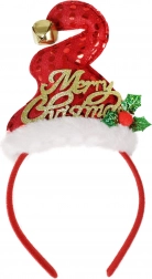 Weihnachtlicher Haarreif mit Mützchen und Glöckchen Merry Christmas