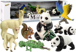 Set mit Tierfiguren – Papagei und Pandas