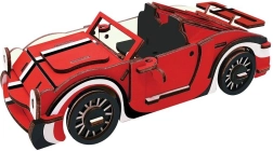 Holz 3D Puzzle Roter Cabriolet für Kinder